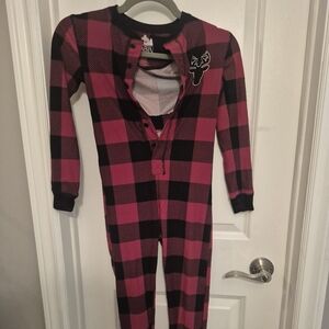 Lazy One Pink and Black Checkered Kids Footie